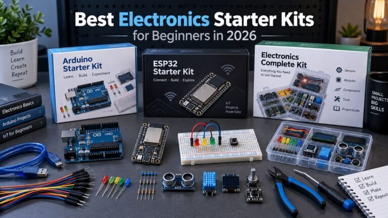Best electronics starter kits for beginners with Arduino, ESP32, breadboard, sensors and components