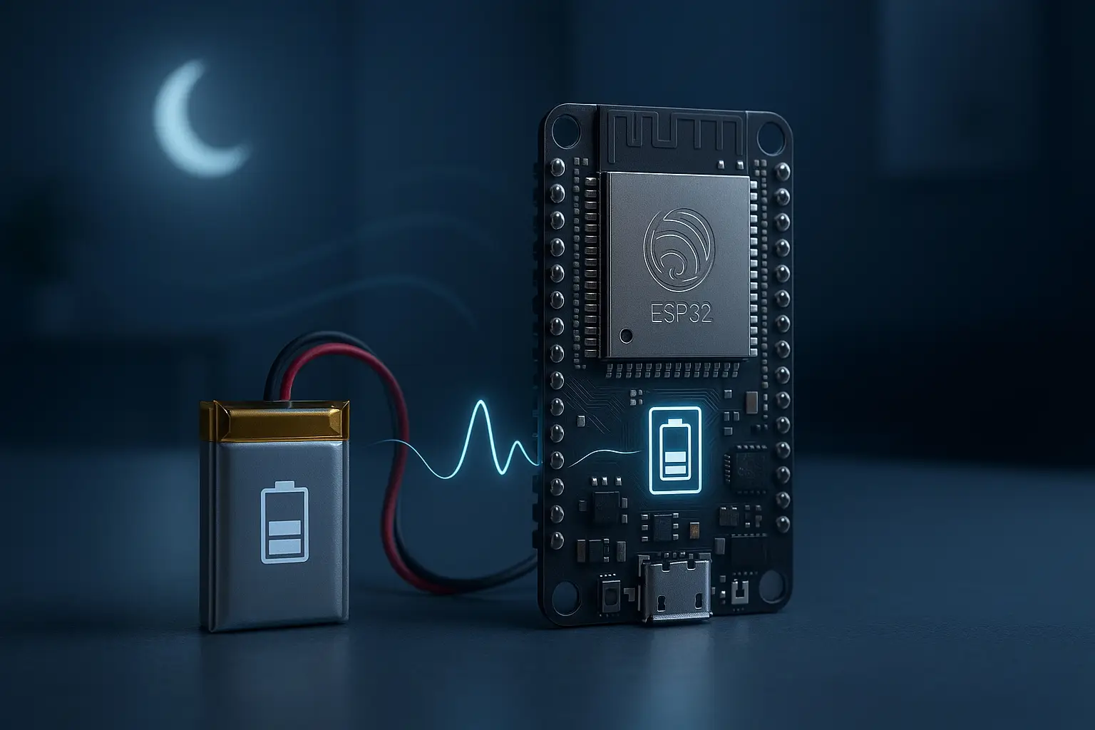 ESP32 Development Board in deep sleep mode