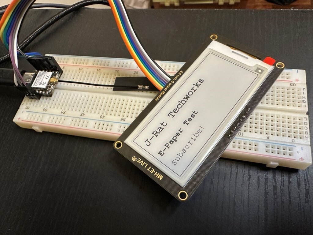 e-paper display showing a basic test